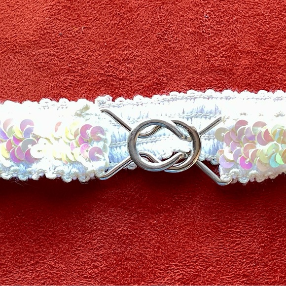 VINTAGE Y2K Girl’s IRIDESCENT Sequin Stretch BELT O/S - Picture 2 of 4